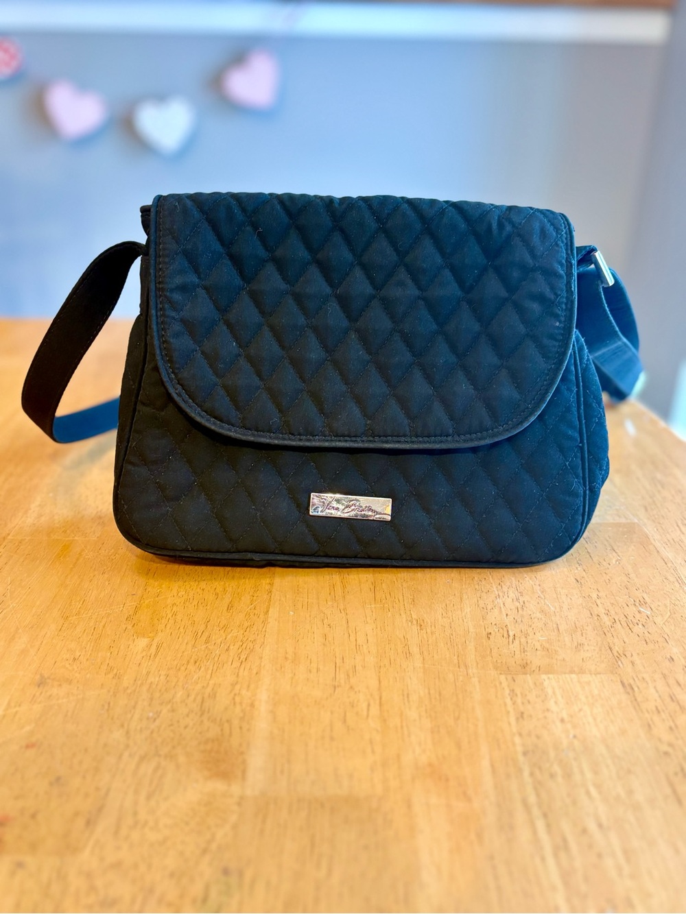Vera Bradley Black Quilted Crossbody Messenger Bag